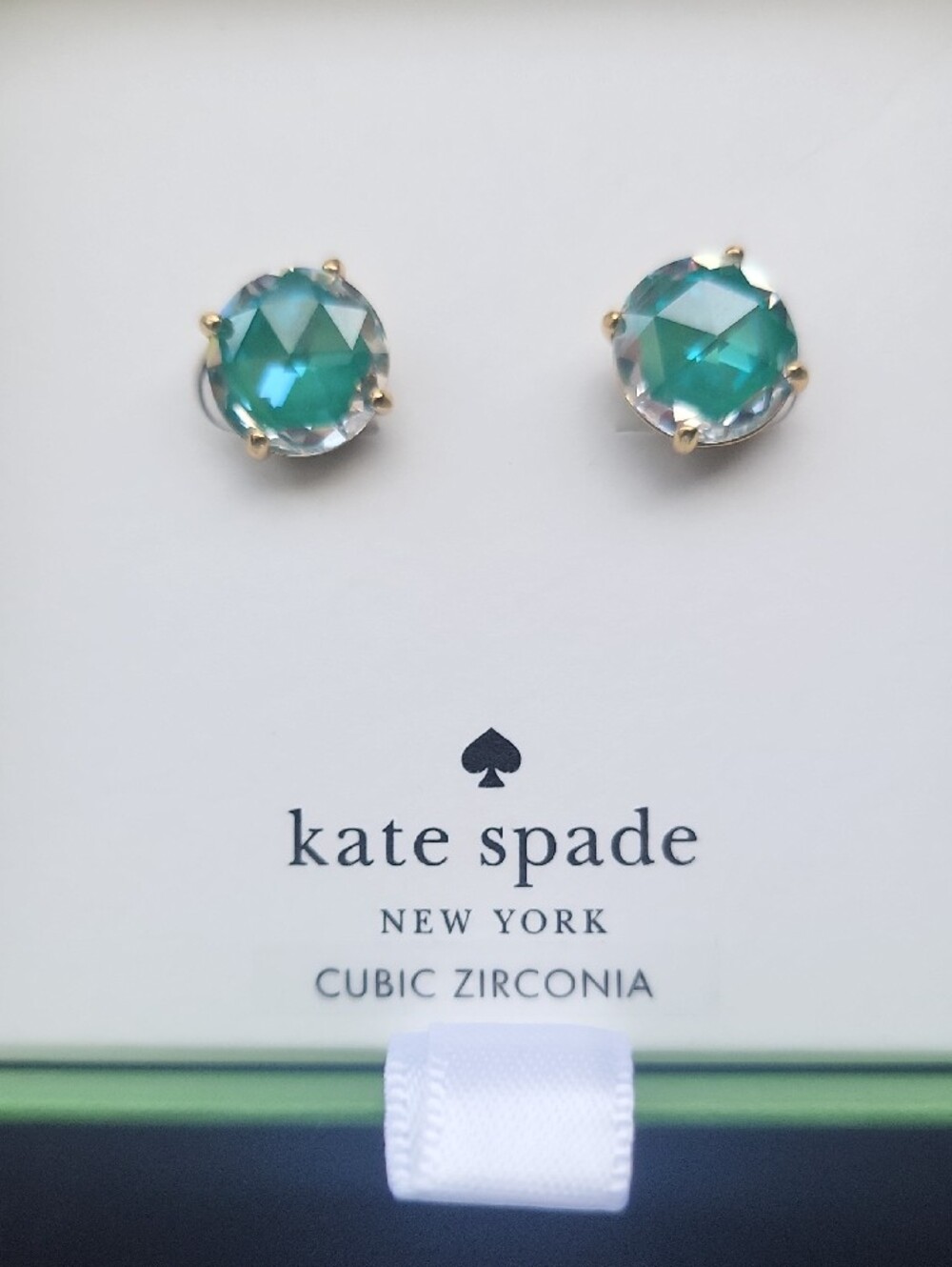 kate spade aqua-green crystal stud earrings - Picture 5 of 6